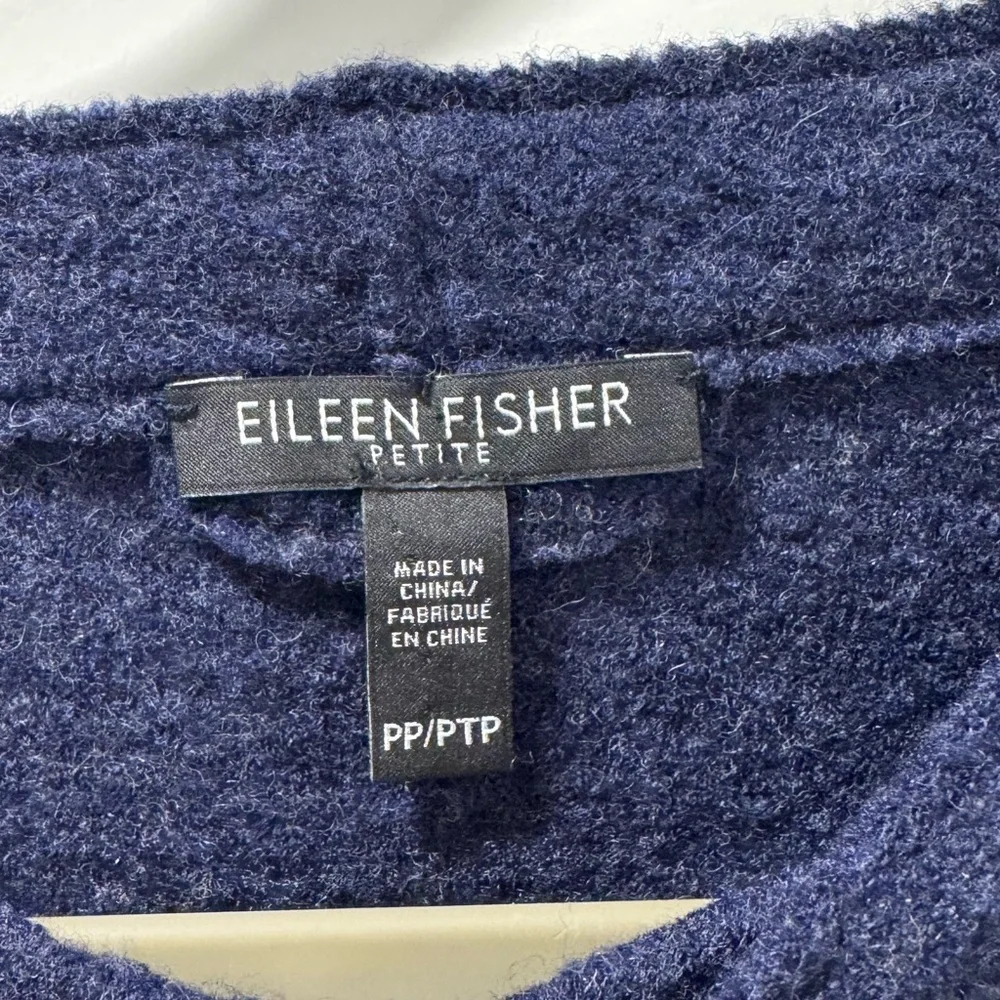 Eileen Fisher Navy merino wool asymmetrical sweater PP/PTP